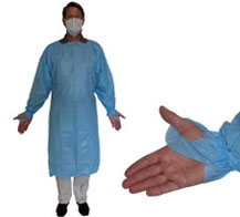 POLY GOWN THUMB LOOP & ELASTIC CUFFS