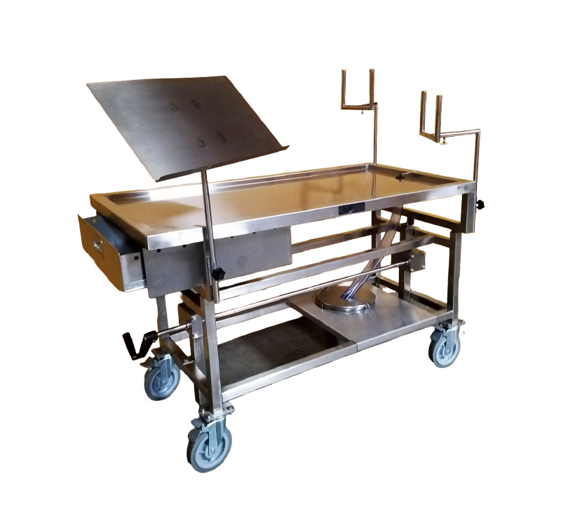 NECROPSY DISSECTING CART, ELEVATING (BOTH SIDES)