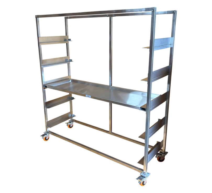 UNASSEMBLED MOBILE RACK, 5 TIER, SIDE LOAD